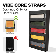 Vibe Core Straps packaging with Qorfit Pulse smart health tracker comparision with other brands on a white background