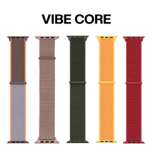 Set of five different bright colored health tracker bands labeled 'Vibe Core' on a white background.